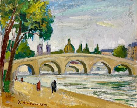 Quadro di Rodolfo Marma Lungo la Senna, Parigi  - olio tavola 